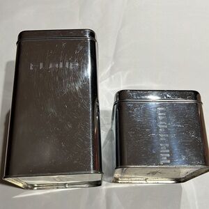 Set of Two Lincoln Beautyware Chrome Aluminum Canister Set MCM
